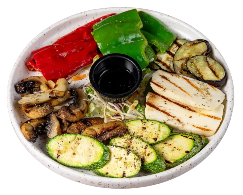 Grilled vegetables with halloumi